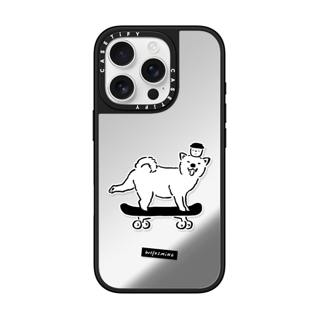 WHOSMiNG x CASETiFY iPhone 16 Pro ケース Silver on Black ミラーケース MagSafe対応 SKATER DOG