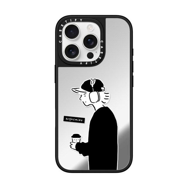 WHOSMiNG x CASETiFY iPhone 16 Pro ケース Silver on Black ミラーケース MagSafe対応 PEACEFUL