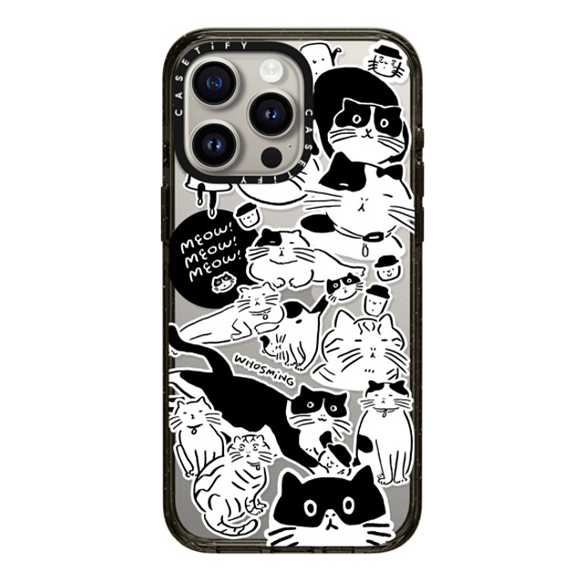 WHOSMiNG x CASETiFY iPhone 15 Pro Max ケース ブラック インパクトケース MEOW! MEOW! MEOW!