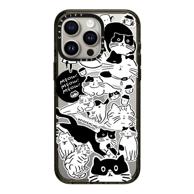 WHOSMiNG x CASETiFY iPhone 15 Pro Max ケース ブラック インパクトケース MagSafe対応 MEOW! MEOW! MEOW!