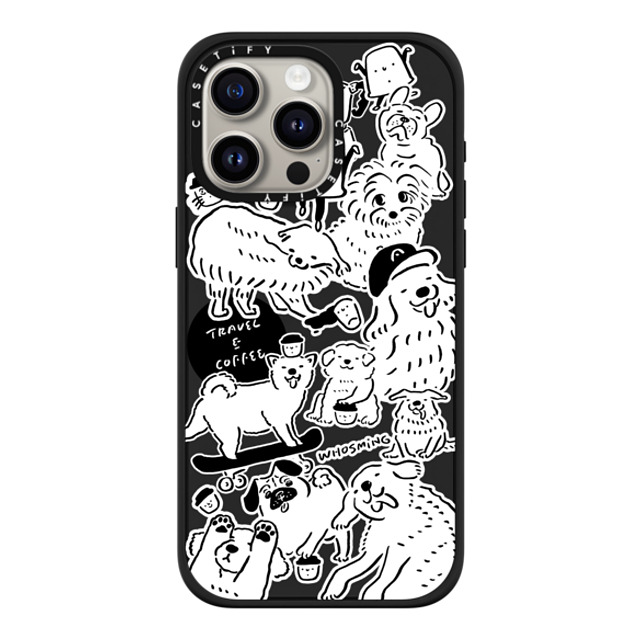 WHOSMiNG x CASETiFY iPhone 15 Pro Max ケース マットブラック インパクトケース MagSafe対応 DOG STICKERS