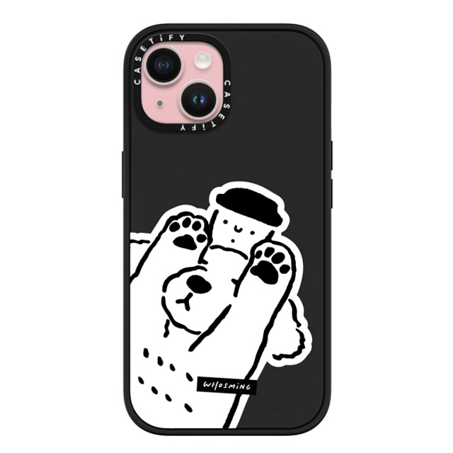 WHOSMiNG x CASETiFY iPhone 15 ケース マットブラック インパクトケース MagSafe対応 DOG LOVES COFFEE