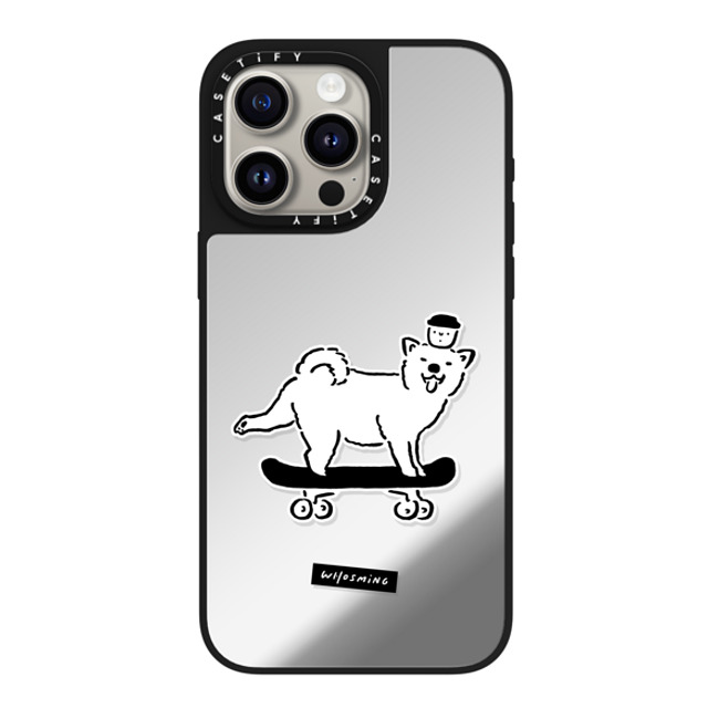 WHOSMiNG x CASETiFY iPhone 15 Pro Max ケース Silver on Black ミラーケース MagSafe対応 SKATER DOG