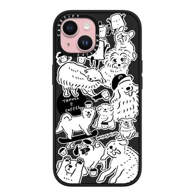 WHOSMiNG x CASETiFY iPhone 15 ケース マットブラック インパクトケース MagSafe対応 DOG STICKERS