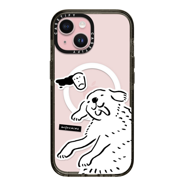 WHOSMiNG x CASETiFY iPhone 15 ケース ブラック インパクトケース MagSafe対応 HAPPY DOG