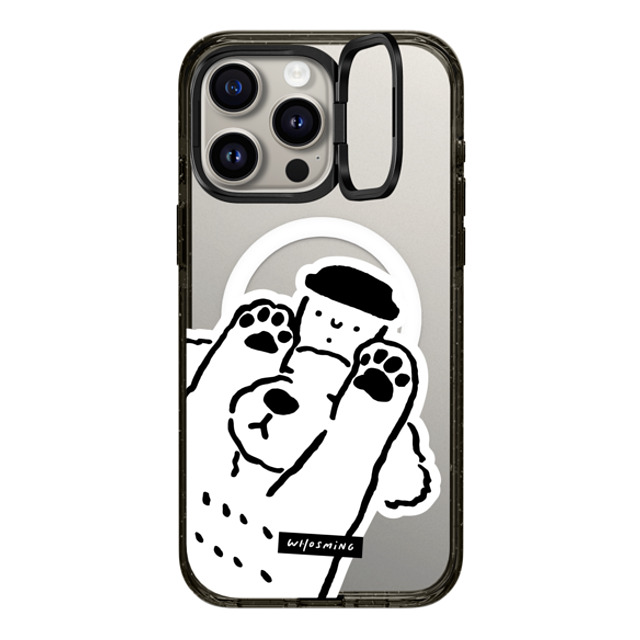 WHOSMiNG x CASETiFY iPhone 15 Pro Max ケース ブラック インパクトリングスタンドケース MagSafe対応 DOG LOVES COFFEE