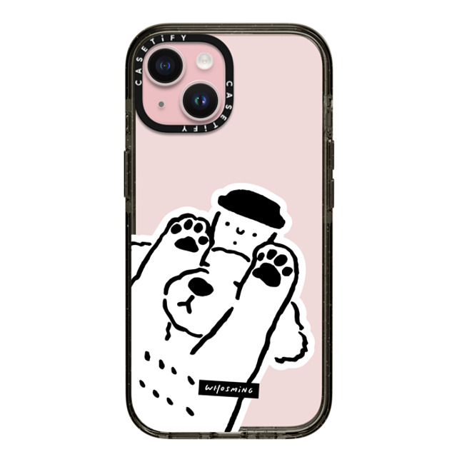 WHOSMiNG x CASETiFY iPhone 15 ケース ブラック インパクトケース DOG LOVES COFFEE