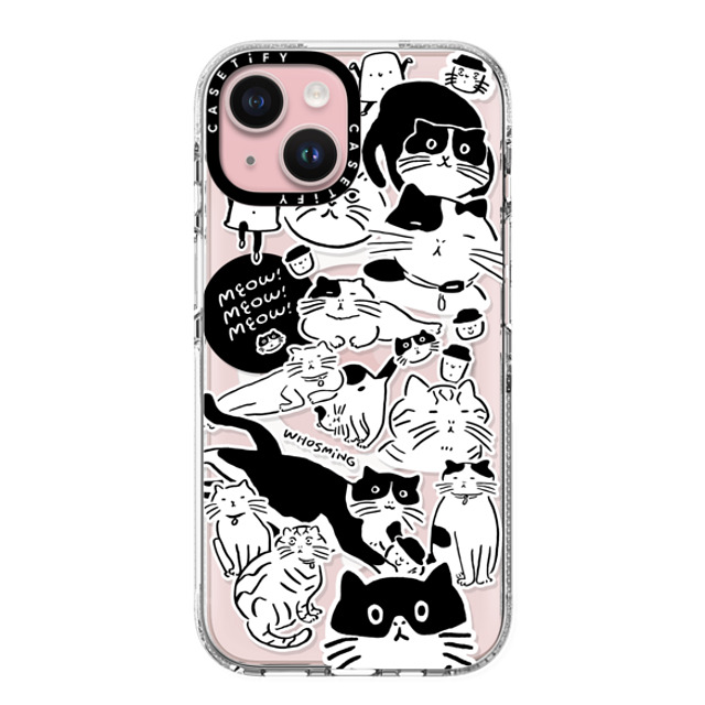 WHOSMiNG x CASETiFY iPhone 15 ケース クリア クリア ケース MagSafe対応 MEOW! MEOW! MEOW!