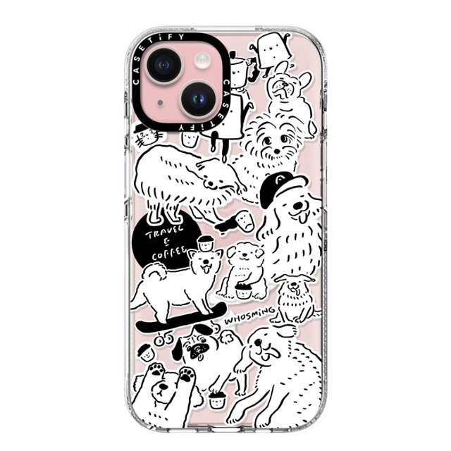 WHOSMiNG x CASETiFY iPhone 15 ケース クリア クリア ケース MagSafe対応 DOG STICKERS