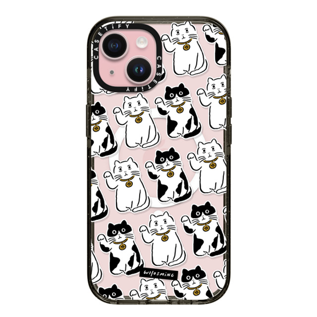 WHOSMiNG x CASETiFY iPhone 15 ケース ブラック インパクトケース MagSafe対応 FORTUNE CATS