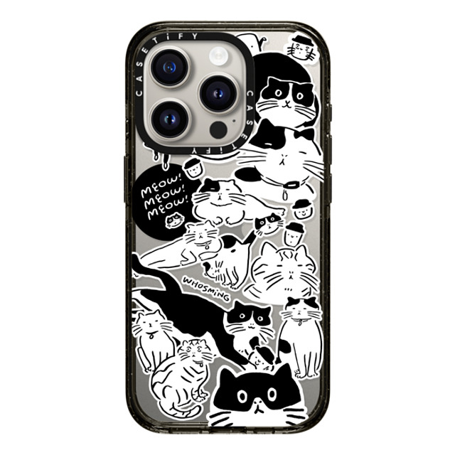 WHOSMiNG x CASETiFY iPhone 15 Pro ケース ブラック インパクトケース MEOW! MEOW! MEOW!