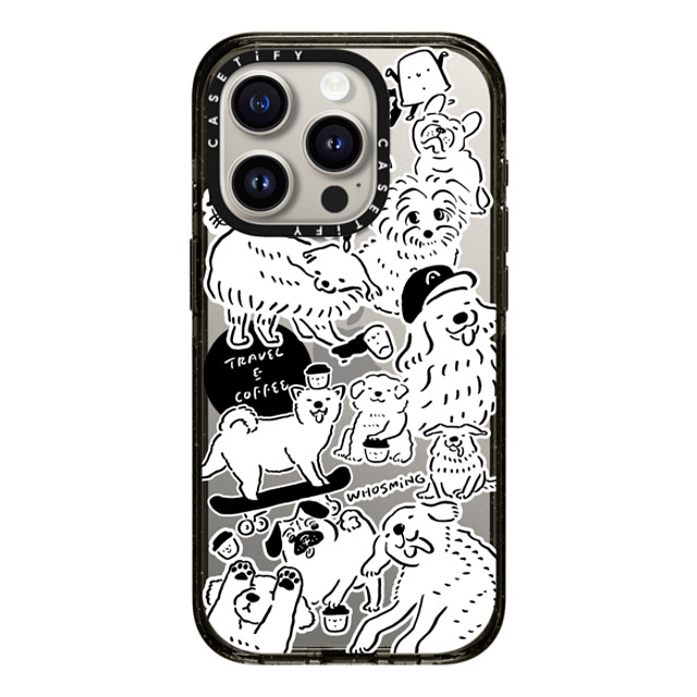 WHOSMiNG x CASETiFY iPhone 15 Pro ケース ブラック インパクトケース DOG STICKERS