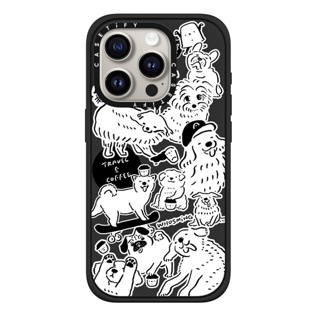 WHOSMiNG x CASETiFY iPhone 15 Pro ケース マットブラック インパクトケース MagSafe対応 DOG STICKERS