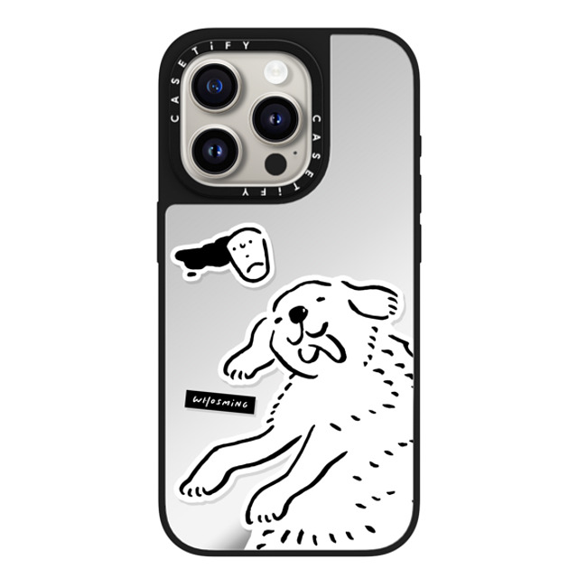 WHOSMiNG x CASETiFY iPhone 15 Pro Case Silver on Black ミラーケース MagSafe対応 HAPPY DOG WHOSMiNG x CASETiFY iPhone 15 Pro Case Silver on Black ミラーケース MagSafe対応 HAPPY DOG