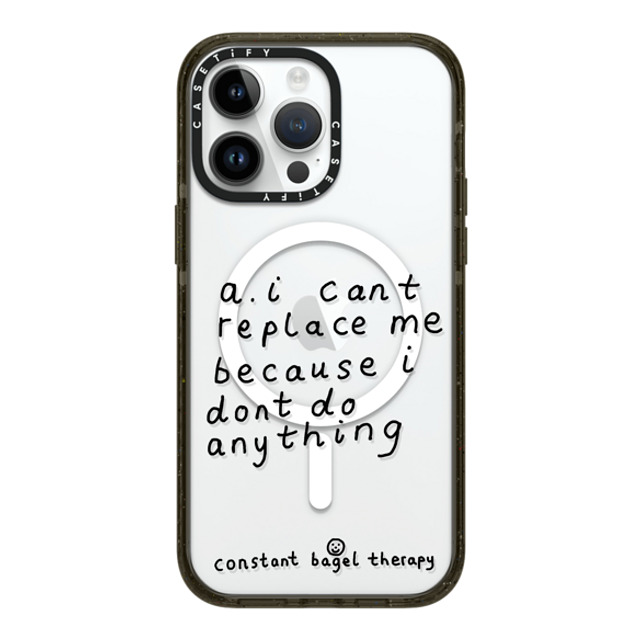 Constant Bagel Therapy x CASETiFY iPhone 14 Pro Max ケース ブラック インパクトケース MagSafe対応 a. i can't replace me because i don't do anything Phone Cases