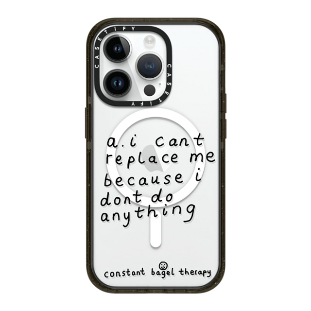 Constant Bagel Therapy x CASETiFY iPhone 14 Pro ケース ブラック インパクトケース MagSafe対応 a. i can't replace me because i don't do anything Phone Cases