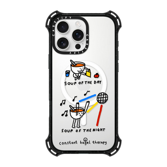 Constant Bagel Therapy x CASETiFY iPhone 16 Pro Max ケース ブラック バウンスケース soup of the day / soup of the night