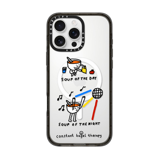 Constant Bagel Therapy x CASETiFY iPhone 16 Pro Max ケース ブラック インパクトケース MagSafe対応 soup of the day / soup of the night