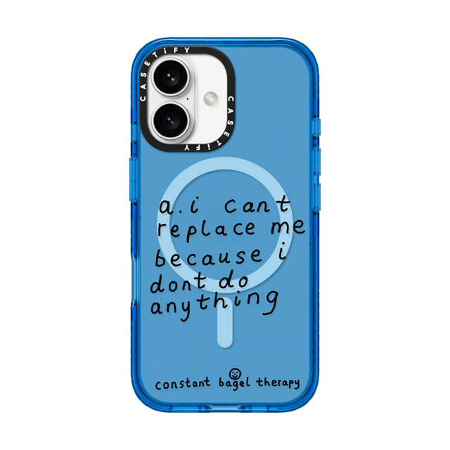 Constant Bagel Therapy x CASETiFY iPhone 16 ケース スカイブルー インパクトケース MagSafe対応 a. i can't replace me because i don't do anything Phone Cases