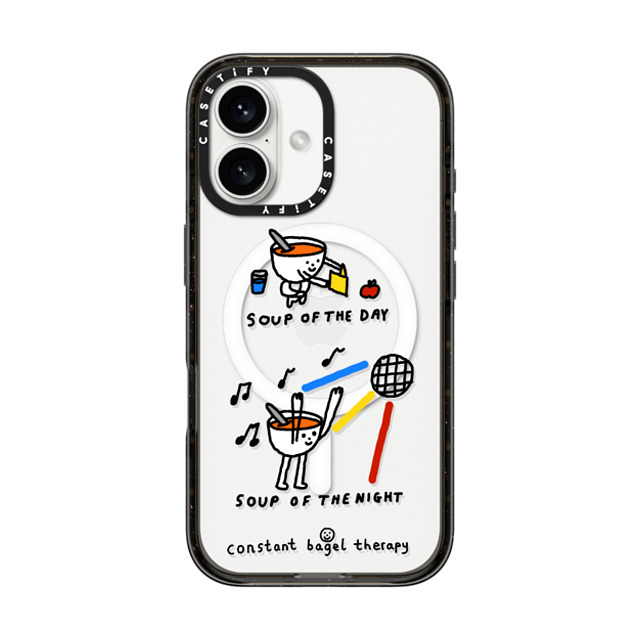 Constant Bagel Therapy x CASETiFY iPhone 16 ケース ブラック インパクトケース MagSafe対応 soup of the day / soup of the night