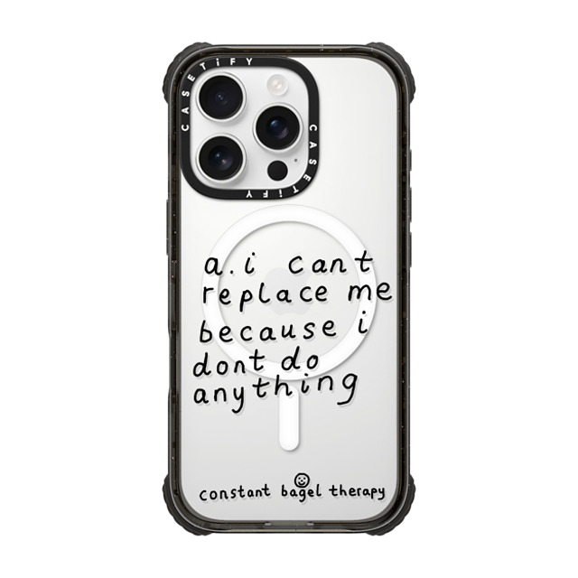 Constant Bagel Therapy x CASETiFY iPhone 16 Pro Case Black ウルトラ インパクトケース MagSafe 対応 a. i can't replace me because i don't do anything Phone Cases Constant Bagel Therapy x CASETiFY iPhone 16 Pro Case Black ウルトラ インパクトケース MagSafe 対応 a. i can't replace me because i don't do anything Phone Cases