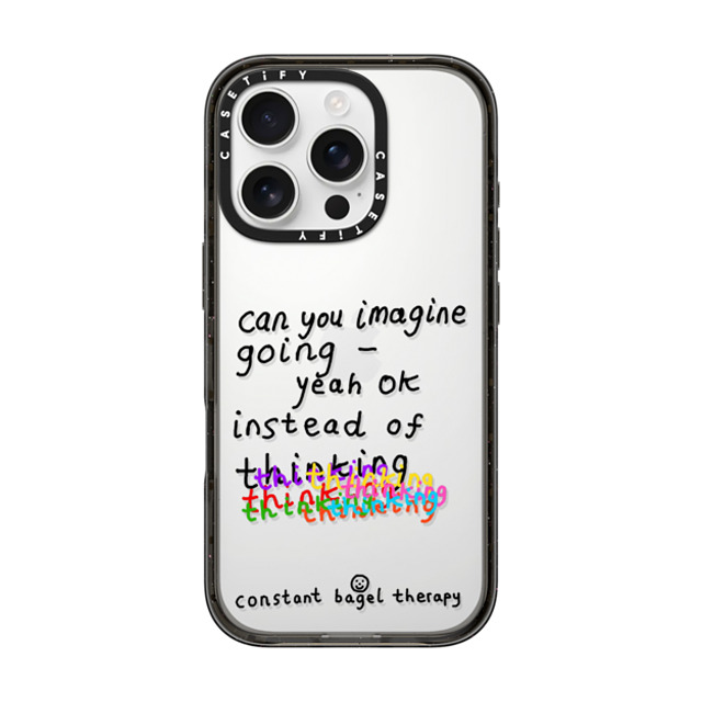 Constant Bagel Therapy x CASETiFY iPhone 16 Pro Case Black Impact Case can you imagine going - yeah ok instead of thinking thinking thinking Father's Day Constant Bagel Therapy x CASETiFY iPhone 16 Pro Case Black Impact Case can you imagine going - yeah ok instead of thinking thinking thinking Father's Day