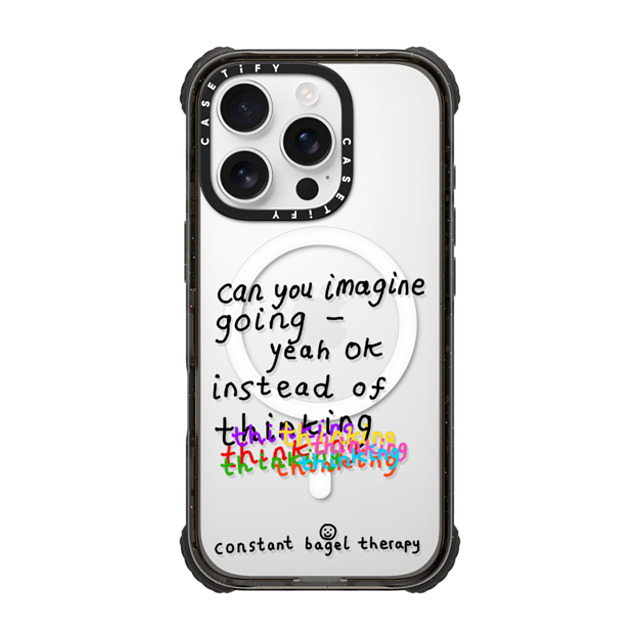 Constant Bagel Therapy x CASETiFY iPhone 16 Pro Case Black ウルトラ インパクトケース MagSafe 対応 can you imagine going - yeah ok instead of thinking thinking thinking Back to School Constant Bagel Therapy x CASETiFY iPhone 16 Pro Case Black ウルトラ インパクトケース MagSafe 対応 can you imagine going - yeah ok instead of thinking thinking thinking Back to School