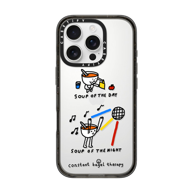 Constant Bagel Therapy x CASETiFY iPhone 16 Pro ケース ブラック インパクトケース soup of the day / soup of the night