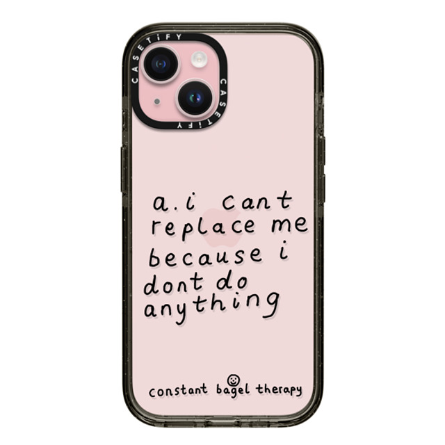 Constant Bagel Therapy x CASETiFY iPhone 15 ケース ブラック インパクトケース a. i can't replace me because i don't do anything Phone Cases