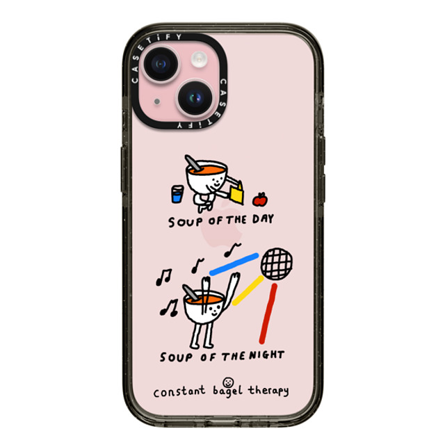 Constant Bagel Therapy x CASETiFY iPhone 15 ケース ブラック インパクトケース soup of the day / soup of the night