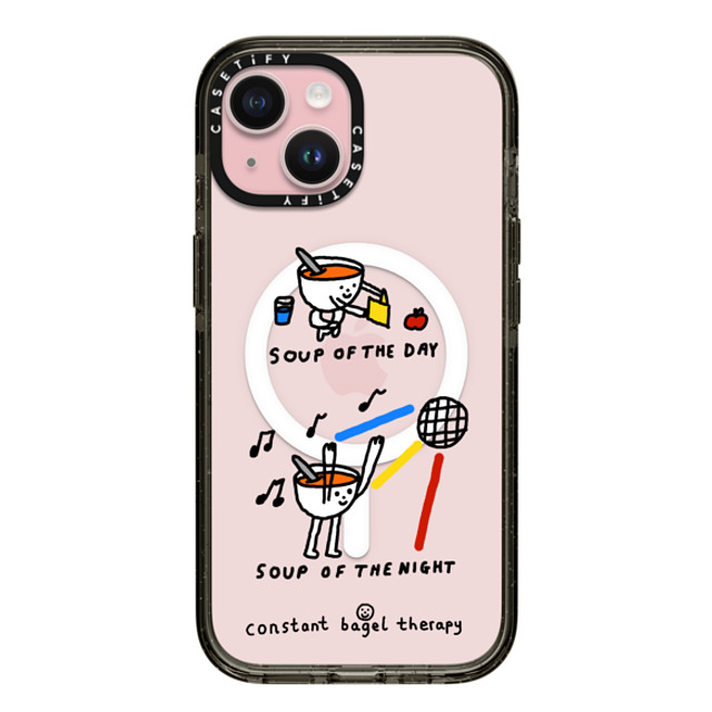 Constant Bagel Therapy x CASETiFY iPhone 15 ケース ブラック インパクトケース MagSafe対応 soup of the day / soup of the night