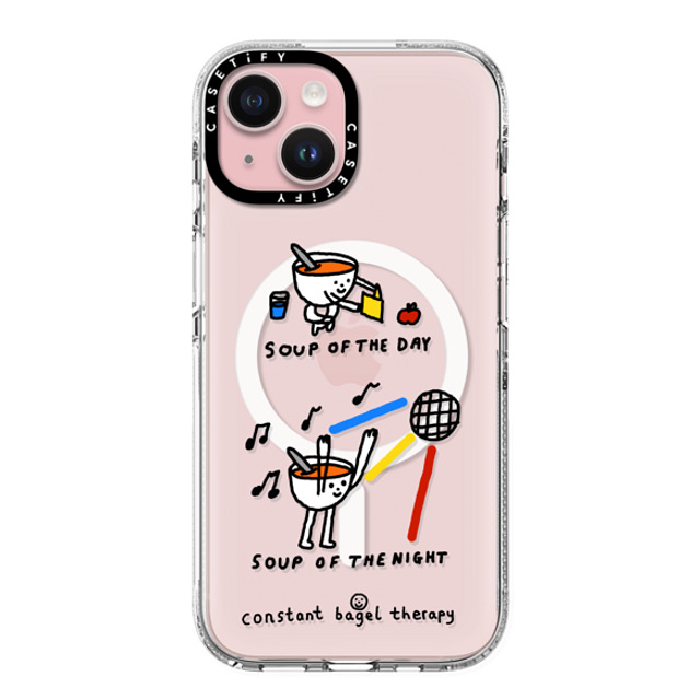 Constant Bagel Therapy x CASETiFY iPhone 15 ケース クリア クリア ケース MagSafe対応 soup of the day / soup of the night