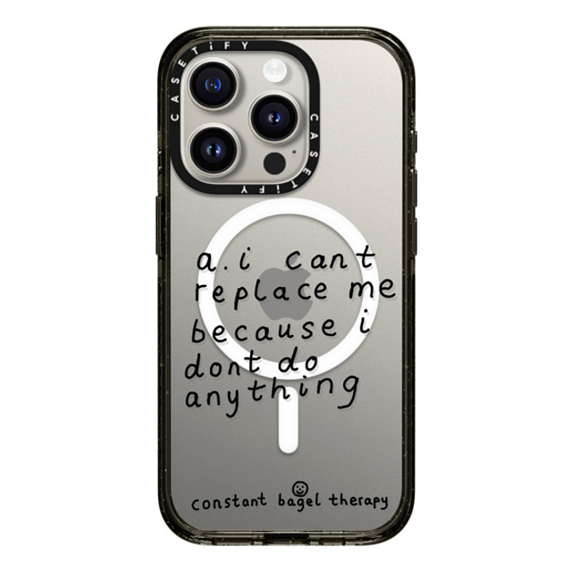 Constant Bagel Therapy x CASETiFY iPhone 15 Pro ケース ブラック インパクトケース MagSafe対応 a. i can't replace me because i don't do anything Phone Cases