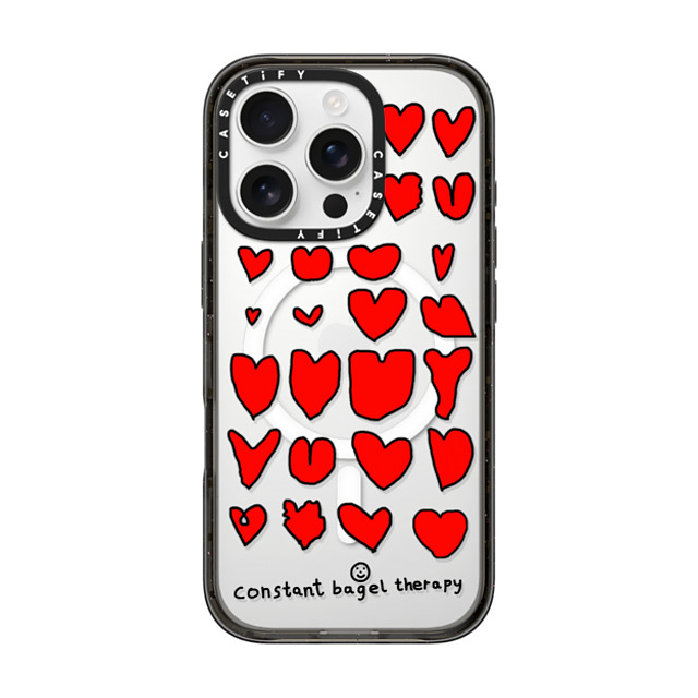 Constant Bagel Therapy x CASETiFY iPhone 16 Pro ケース Heart,Love ブラック インパクトケース MagSafe対応 all hearts Father's Day Constant Bagel Therapy x CASETiFY iPhone 16 Pro ケース Heart,Love ブラック インパクトケース MagSafe対応 all hearts Father's Day