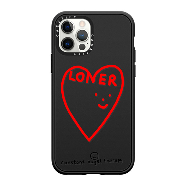Constant Bagel Therapy x CASETiFY iPhone 12 Pro ケース Heart,Cartoon マットブラック インパクトケース loner Father's Day Constant Bagel Therapy x CASETiFY iPhone 12 Pro ケース Heart,Cartoon マットブラック インパクトケース loner Father's Day