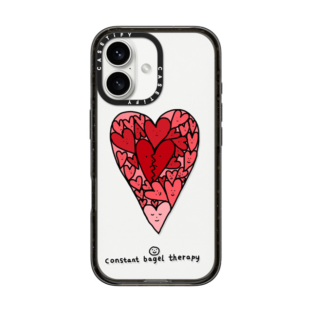 Constant Bagel Therapy x CASETiFY iPhone 16 ケース Heart,Cartoon ブラック インパクトケース ハート Mother's Day Constant Bagel Therapy x CASETiFY iPhone 16 ケース Heart,Cartoon ブラック インパクトケース ハート Mother's Day