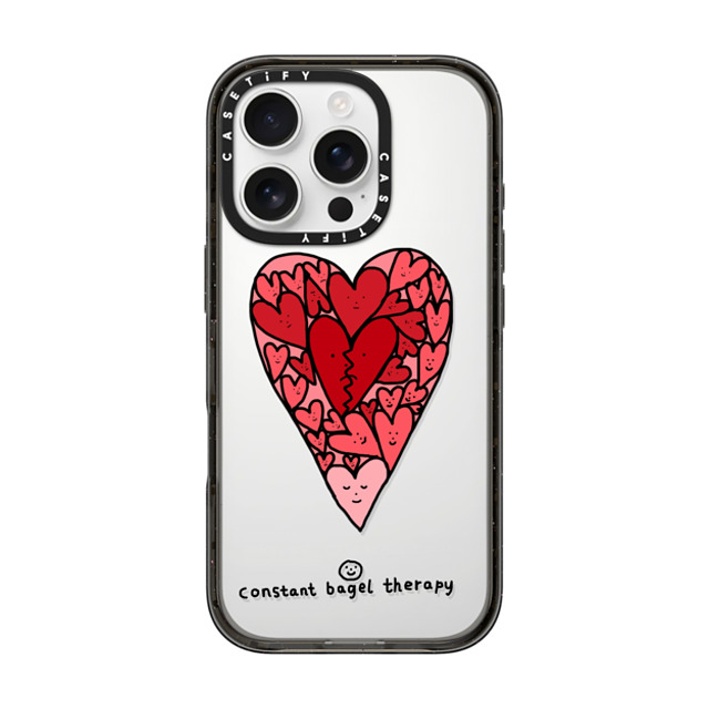 Constant Bagel Therapy x CASETiFY iPhone 16 Pro ケース Heart,Cartoon ブラック インパクトケース ハート Mother's Day Constant Bagel Therapy x CASETiFY iPhone 16 Pro ケース Heart,Cartoon ブラック インパクトケース ハート Mother's Day