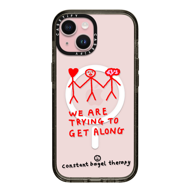 Constant Bagel Therapy x CASETiFY iPhone 15 Case Heart,Cartoon Black Impact Case MagSafe Compatible we are trying to get along Back to School Constant Bagel Therapy x CASETiFY iPhone 15 Case Heart,Cartoon Black Impact Case MagSafe Compatible we are trying to get along Back to School