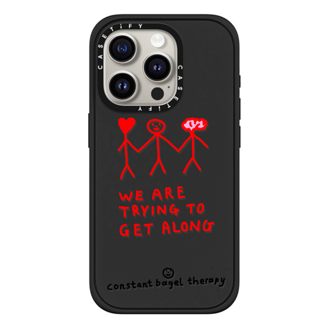 Constant Bagel Therapy x CASETiFY iPhone 15 Pro Case Heart,Cartoon Matte Black Impact Case MagSafe Compatible we are trying to get along Back to School Constant Bagel Therapy x CASETiFY iPhone 15 Pro Case Heart,Cartoon Matte Black Impact Case MagSafe Compatible we are trying to get along Back to School
