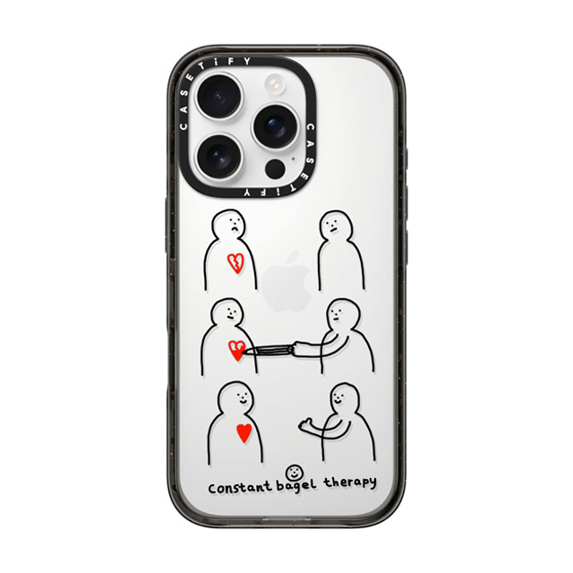Constant Bagel Therapy x CASETiFY iPhone 16 Pro ケース Heart,Cartoon ブラック インパクトケース arts mends hearts Back to School Constant Bagel Therapy x CASETiFY iPhone 16 Pro ケース Heart,Cartoon ブラック インパクトケース arts mends hearts Back to School