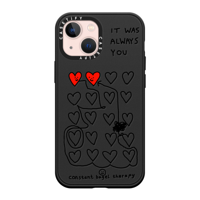 Constant Bagel Therapy x CASETiFY iPhone 13 Mini ケース Heart,Cartoon マットブラック インパクトケース MagSafe対応 it was always you Father's Day Constant Bagel Therapy x CASETiFY iPhone 13 Mini ケース Heart,Cartoon マットブラック インパクトケース MagSafe対応 it was always you Father's Day