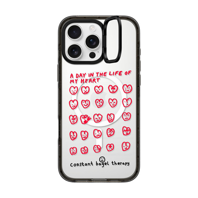 Constant Bagel Therapy x CASETiFY iPhone 16 Pro Max ケース ブラック インパクトリングスタンドケース MagSafe対応 a day in the life of my heart