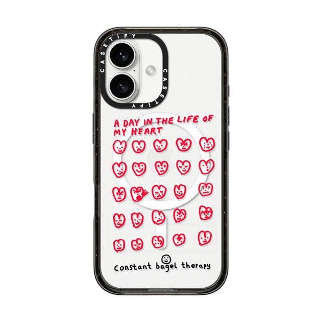 Constant Bagel Therapy x CASETiFY iPhone 16 ケース ブラック インパクトケース MagSafe対応 a day in the life of my heart