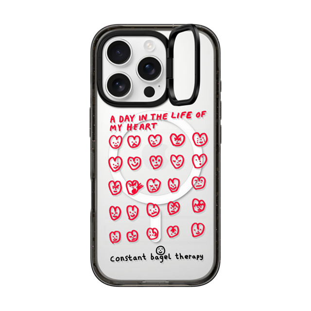 Constant Bagel Therapy x CASETiFY iPhone 16 Pro ケース ブラック インパクトリングスタンドケース MagSafe対応 a day in the life of my heart