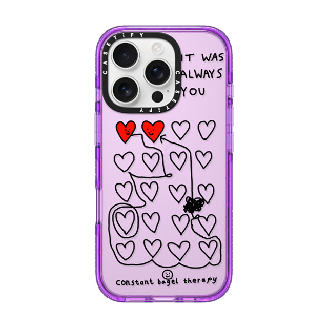 Constant Bagel Therapy x CASETiFY iPhone 16 Pro ケース Heart,Cartoon パープル インパクトケース it was always you Father's Day Constant Bagel Therapy x CASETiFY iPhone 16 Pro ケース Heart,Cartoon パープル インパクトケース it was always you Father's Day