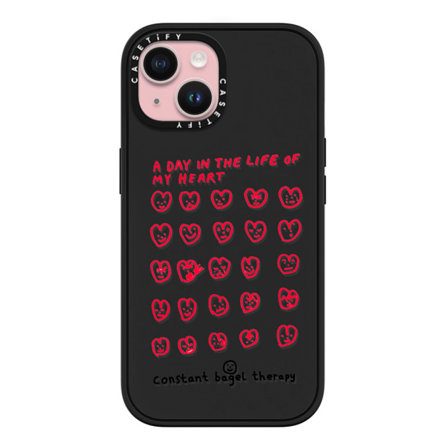 Constant Bagel Therapy x CASETiFY iPhone 15 ケース マットブラック インパクトケース MagSafe対応 a day in the life of my heart