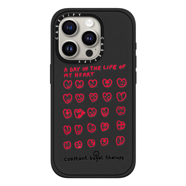 Constant Bagel Therapy x CASETiFY iPhone 15 Pro ケース マットブラック インパクトケース MagSafe対応 a day in the life of my heart