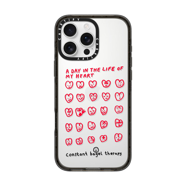 Constant Bagel Therapy x CASETiFY iPhone 16 Pro Max Case Heart,Cartoon ブラック インパクトケース a day in the life of my heart Mother's Day Constant Bagel Therapy x CASETiFY iPhone 16 Pro Max Case Heart,Cartoon ブラック インパクトケース a day in the life of my heart Mother's Day