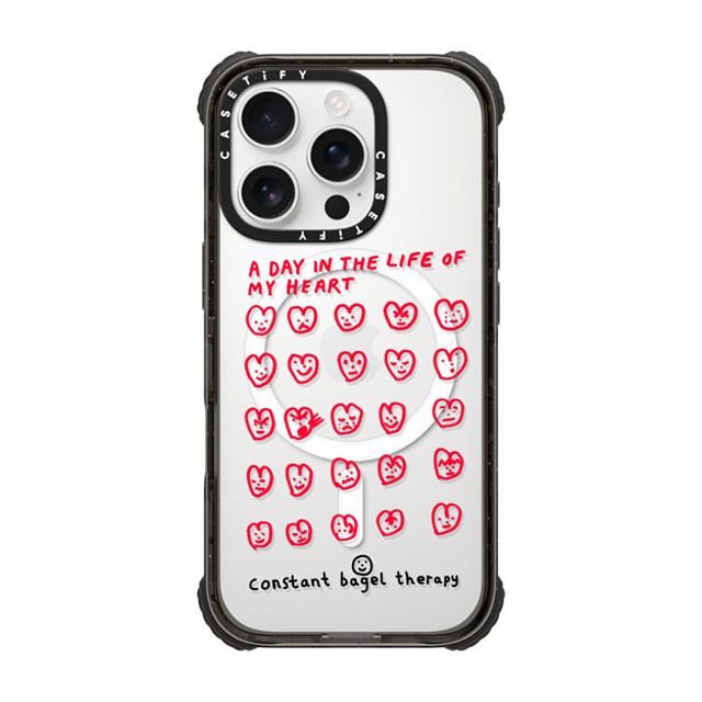 Constant Bagel Therapy x CASETiFY iPhone 16 Pro Case Heart,Cartoon ブラック ウルトラ インパクトケース MagSafe 対応 a day in the life of my heart Mother's Day Constant Bagel Therapy x CASETiFY iPhone 16 Pro Case Heart,Cartoon ブラック ウルトラ インパクトケース MagSafe 対応 a day in the life of my heart Mother's Day