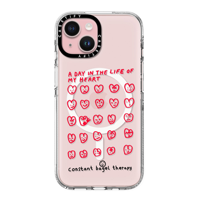 Constant Bagel Therapy x CASETiFY iPhone 15 Case Heart,Cartoon クリア クリア ケース MagSafe対応 a day in the life of my heart Mother's Day Constant Bagel Therapy x CASETiFY iPhone 15 Case Heart,Cartoon クリア クリア ケース MagSafe対応 a day in the life of my heart Mother's Day